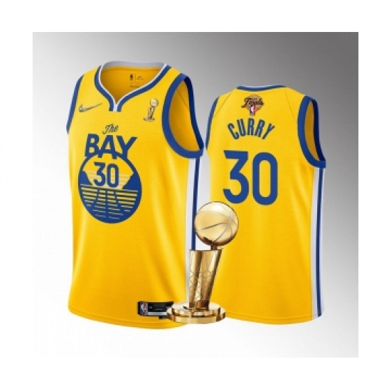 Men's Golden State Warriors #30 Stephen Curry Gold 2022 NBA Finals Champions Stitched Jersey - Ujersey