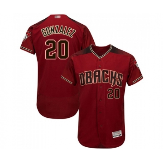 Men's Arizona Diamondbacks #20 Luis Gonzalez Red Alternate Authentic Collection Flex Base Baseball Jersey - Ujersey