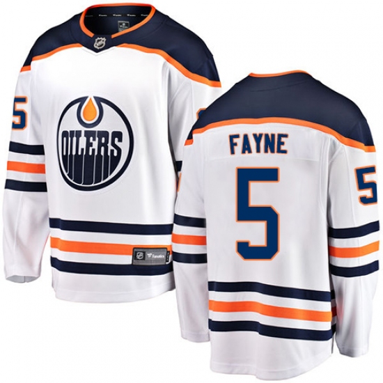 Men's Edmonton Oilers #5 Mark Fayne Fanatics Branded White Away Breakaway NHL Jersey - Ujersey
