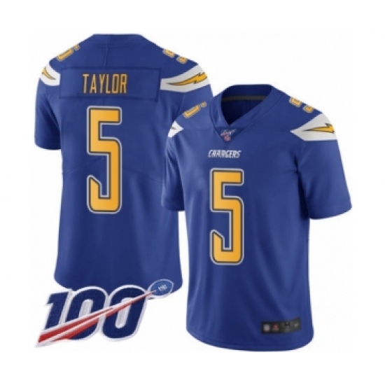 Men's Los Angeles Chargers #5 Tyrod Taylor Limited Electric Blue Rush Vapor Untouchable 100th Season Football Jersey - Ujersey