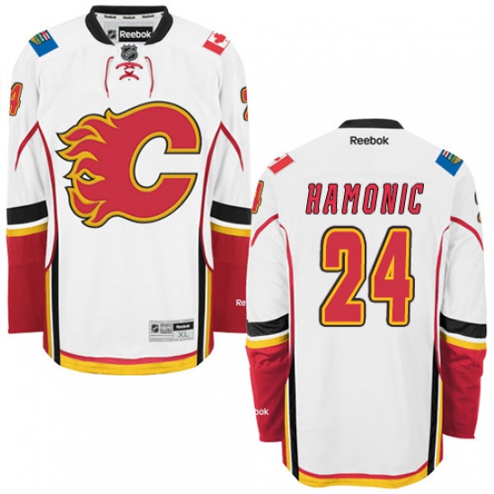 Youth Reebok Calgary Flames #24 Travis Hamonic Authentic White Away NHL Jersey - Ujersey