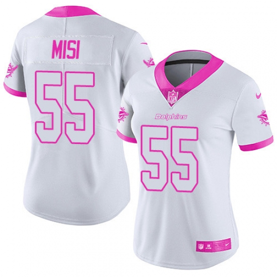 Women's Nike Miami Dolphins #55 Koa Misi Limited White/Pink Rush Fashion NFL Jersey - Ujersey