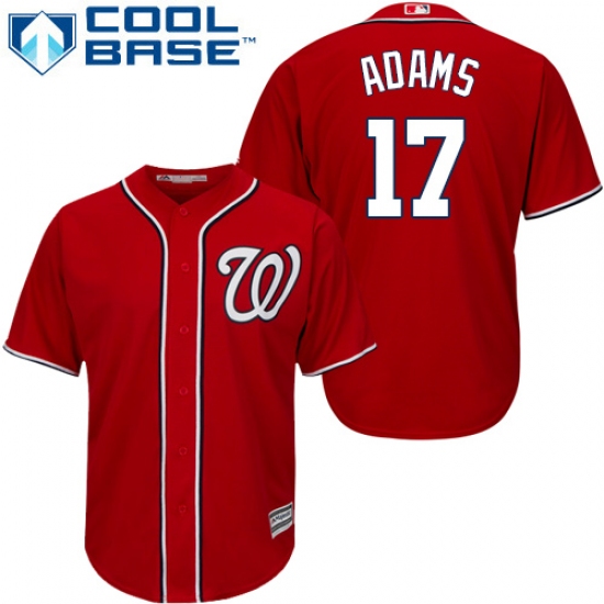 Youth Majestic Washington Nationals #17 Matt Adams Authentic Red Alternate 1 Cool Base MLB Jersey - Ujersey