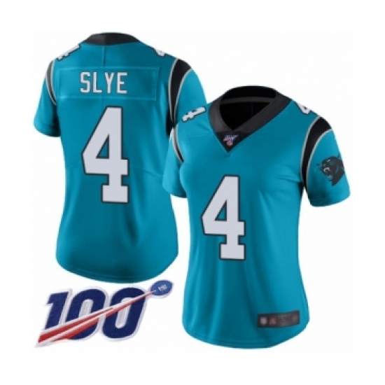 Women's Carolina Panthers #4 Joey Slye Blue Alternate Vapor Untouchable Limited Player 100th Season Football Jersey - Ujersey
