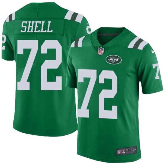 Men's Nike New York Jets #72 Brandon Shell Limited Green Rush Vapor Untouchable NFL Jersey - Ujersey