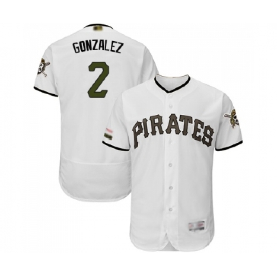 Men's Pittsburgh Pirates #2 Erik Gonzalez White Alternate Authentic Collection Flex Base Baseball Jersey - Ujersey