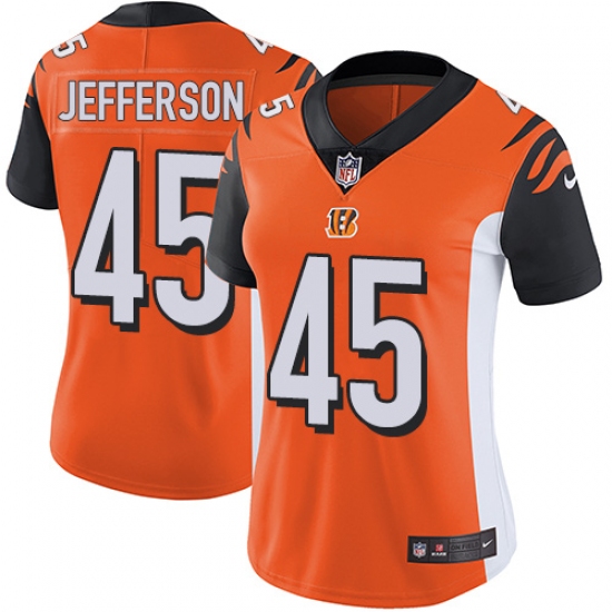 Women's Nike Cincinnati Bengals #45 Malik Jefferson Orange Alternate Vapor Untouchable Limited Player NFL Jersey - Ujersey