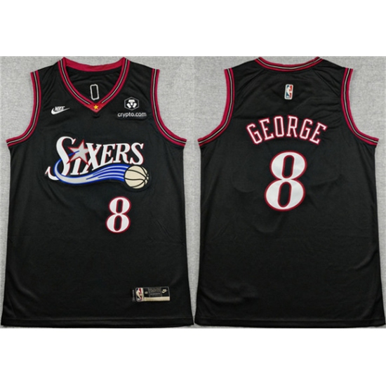 Men's Philadelphia 76ers #8 Paul George Black 2025 Classic Edition Stitched Stitched Jersey - Ujersey