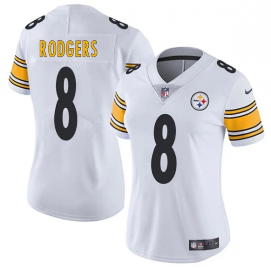 Women's Pittsburgh Steelers #8 Aaron Rodgers White 2025 Vapor Untouchable Limited Football Stitched Jersey(Run Small) - Ujersey
