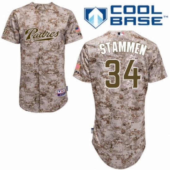 Men's Majestic San Diego Padres #34 Craig Stammen Replica Camo Alternate 2 Cool Base MLB Jersey - Ujersey