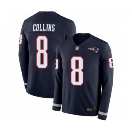 Youth New England Patriots #8 Jamie Collins Limited Navy Blue Therma Long Sleeve Football Jersey - Ujersey