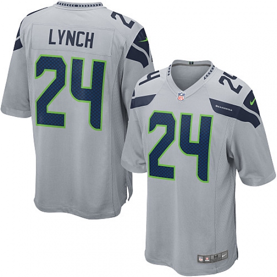 Men's Nike Seattle Seahawks #24 Marshawn Lynch Game Grey Alternate NFL Jersey - Ujersey