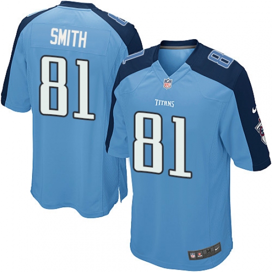 Men's Nike Tennessee Titans #81 Jonnu Smith Game Light Blue Team Color NFL Jersey - Ujersey