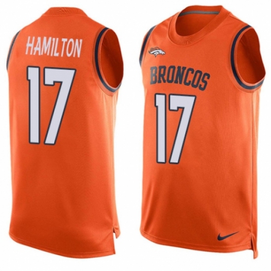 Men's Nike Denver Broncos #17 DaeSean Hamilton Limited Orange Player Name & Number Tank Top NFL Jersey - Ujersey