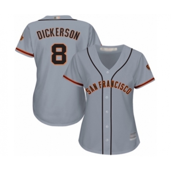 Women's San Francisco Giants #8 Alex Dickerson Authentic Grey Road Cool Base Baseball Player Jersey - Ujersey