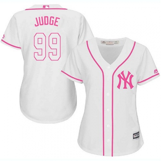 Women's Majestic New York Yankees #99 Aaron Judge Authentic White Fashion Cool Base MLB Jersey - Ujersey