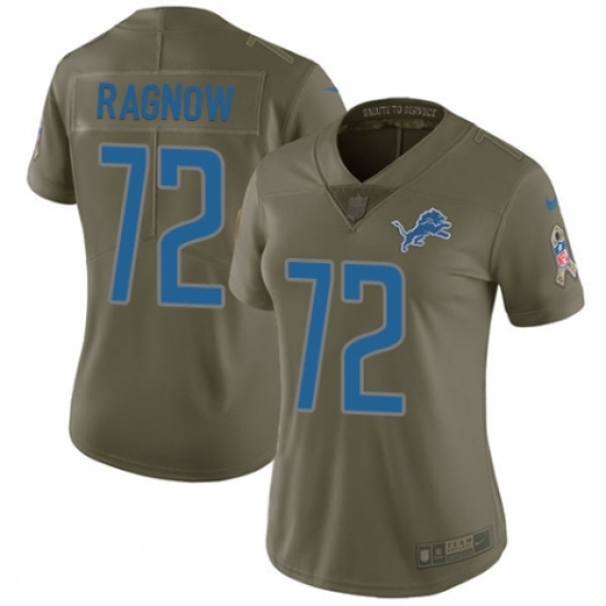 Women's Nike Detroit Lions #72 Frank Ragnow Limited Olive 2017 Salute to Service NFL Jersey - Ujersey