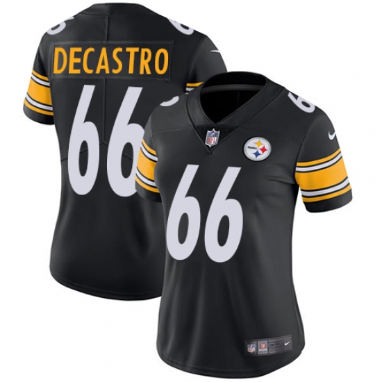 Women's Nike Pittsburgh Steelers #66 David DeCastro Black Team Color Vapor Untouchable Limited Player NFL Jersey - Ujersey