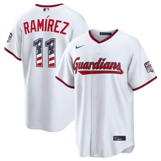Men's Cleveland Guardians #11 José Ramírez White USA 250 Fourth of July Home Stitched Baseball Jersey - Ujersey