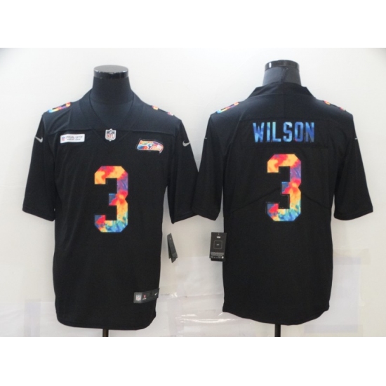 Men's Seattle Seahawks #3 Russell Wilson Rainbow Version Nike Limited Jersey