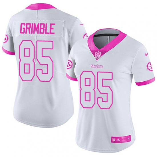 Women's Nike Pittsburgh Steelers #85 Xavier Grimble Limited White/Pink Rush Fashion NFL Jersey - Ujersey