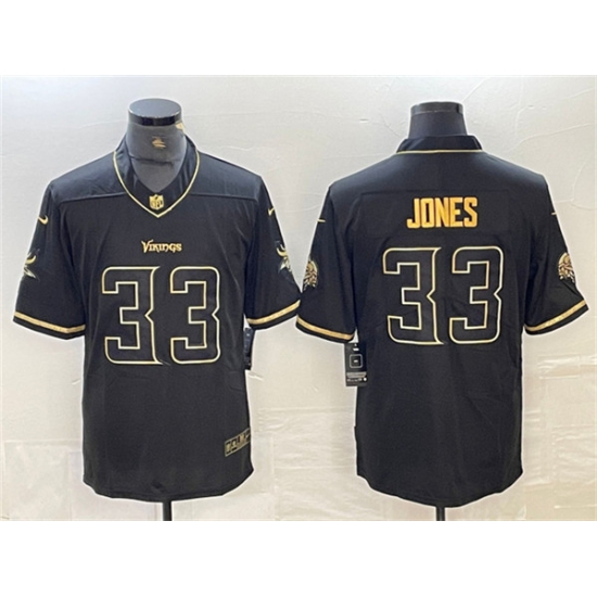 Men's Minnesota Vikings #33 Aaron Jones Black Golden Edition Limited Stitched Jersey - Ujersey