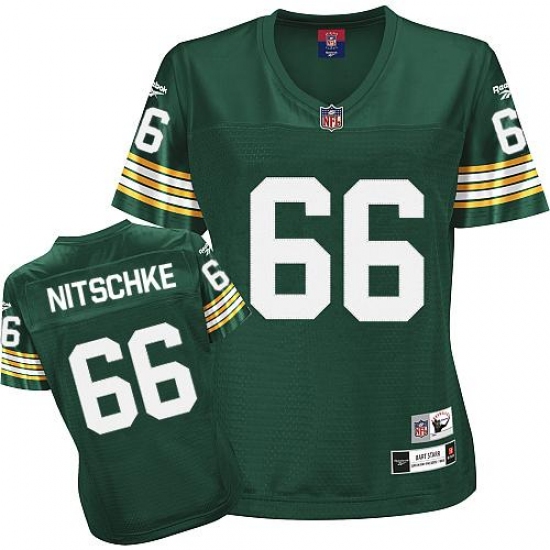 Reebok Green Bay Packers #66 Ray Nitschke Green Women's Throwback Team Color Premier EQT NFL Jersey - Ujersey