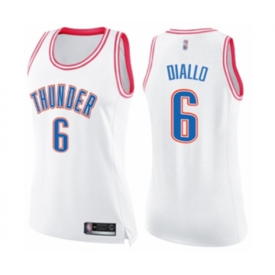 Women's Oklahoma City Thunder #6 Hamidou Diallo Swingman White Pink Fashion Basketball Jersey - Ujersey