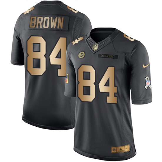 Men's Nike Pittsburgh Steelers #84 Antonio Brown Limited Black/Gold Salute to Service NFL Jersey - Ujersey