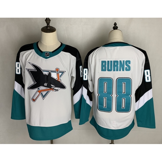 Men's San Jose Sharks #88 Brent Burns Authentic White Away Jersey - Ujersey