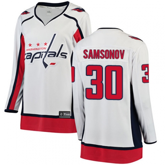 Women's Washington Capitals #30 Ilya Samsonov Fanatics Branded White Away Breakaway NHL Jersey - Ujersey