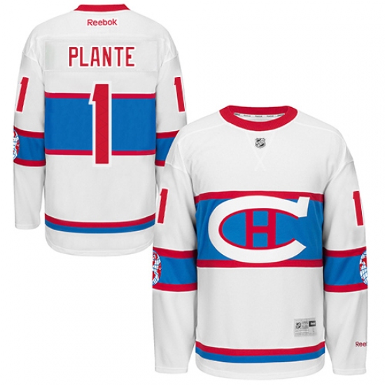 Men's Reebok Montreal Canadiens #1 Jacques Plante Premier White 2016 Winter Classic NHL Jersey - Ujersey