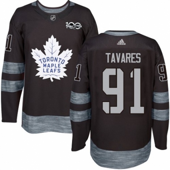 Men's Adidas Toronto Maple Leafs #91 John Tavares Authentic Black 1917-2017 100th Anniversary NHL Jersey - Ujersey