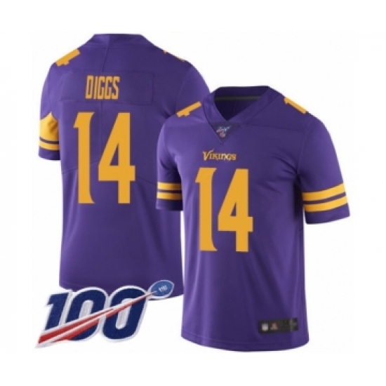 Men's Minnesota Vikings #14 Stefon Diggs Limited Purple Rush Vapor Untouchable 100th Season Football Jersey - Ujersey