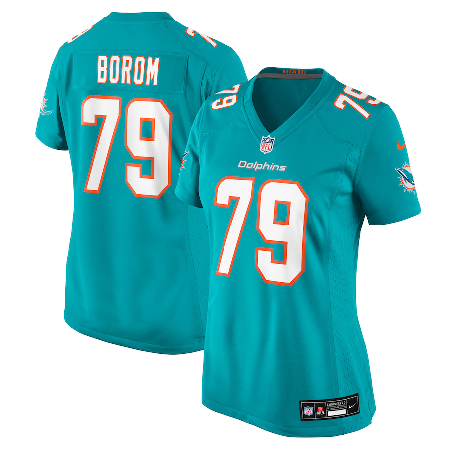 Women's Miami Dolphins Larry Borom Nike Aqua Team Game Jersey - Ujersey