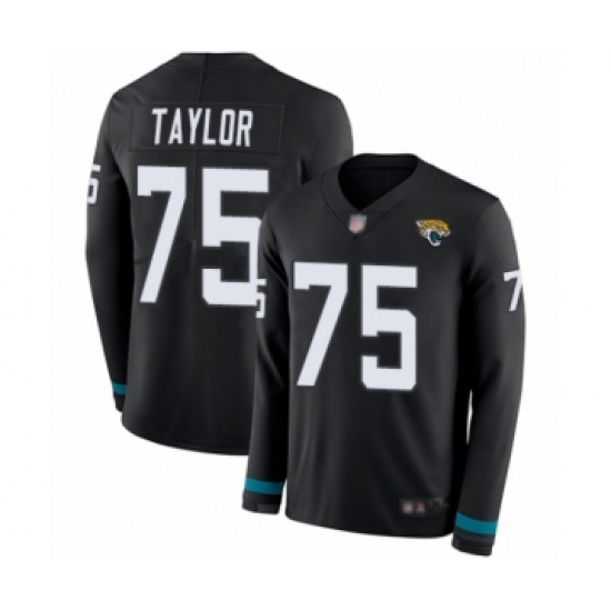 Youth Jacksonville Jaguars #75 Jawaan Taylor Limited Black Therma Long Sleeve Football Jersey - Ujersey