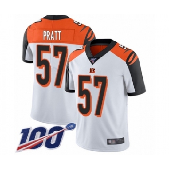 Men's Cincinnati Bengals #57 Germaine Pratt White Vapor Untouchable Limited Player 100th Season Football Jersey - Ujersey