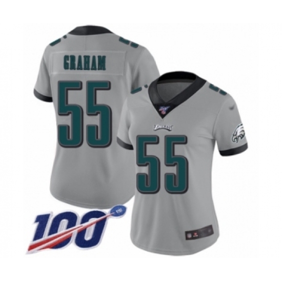 Women's Philadelphia Eagles #55 Brandon Graham Limited Silver Inverted Legend 100th Season Football Jersey - Ujersey