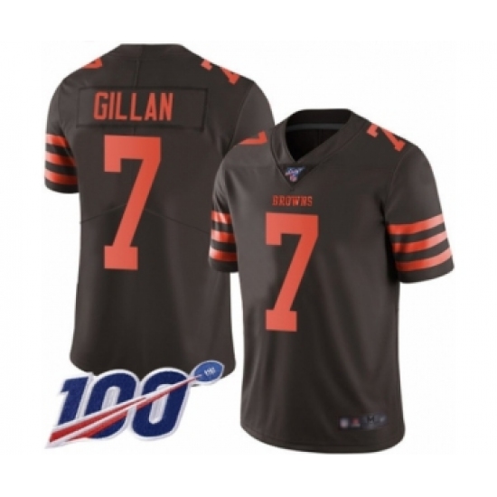 Men's Cleveland Browns #7 Jamie Gillan Limited Brown Rush Vapor Untouchable 100th Season Football Jersey - Ujersey