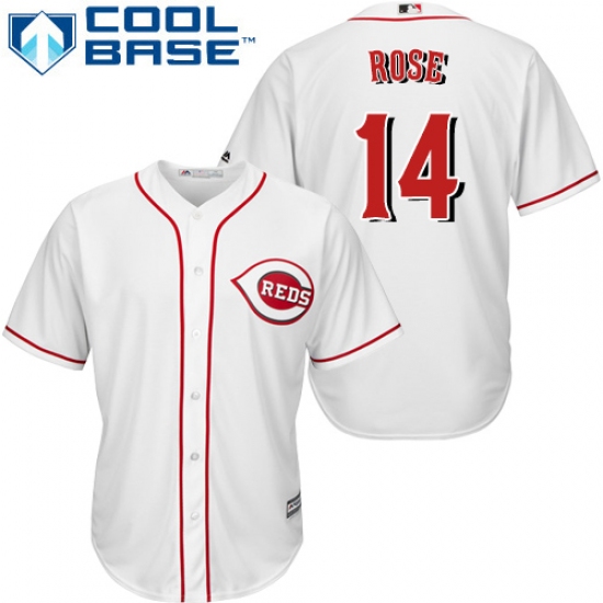 Youth Majestic Cincinnati Reds #14 Pete Rose Authentic White Home Cool Base MLB Jersey - Ujersey