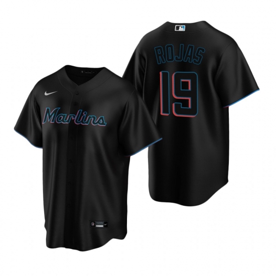 Men's Nike Miami Marlins #19 Miguel Rojas Black Alternate Stitched Baseball Jersey - Ujersey