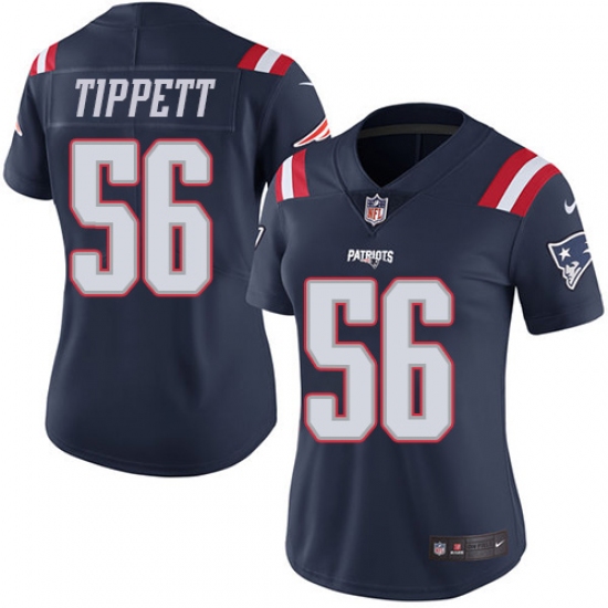 Women's Nike New England Patriots #56 Andre Tippett Limited Navy Blue Rush Vapor Untouchable NFL Jersey - Ujersey