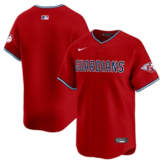 Men's Cleveland Guardians Blank Red Alternate Limited Stitched Baseball Jersey - Ujersey