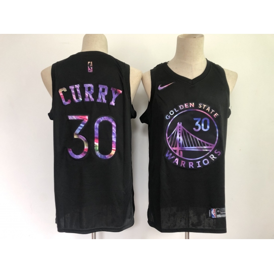 Men's Golden State Warriors #30 Stephen Curry Black Iridescent Holographic 2021 Jersey - Ujersey