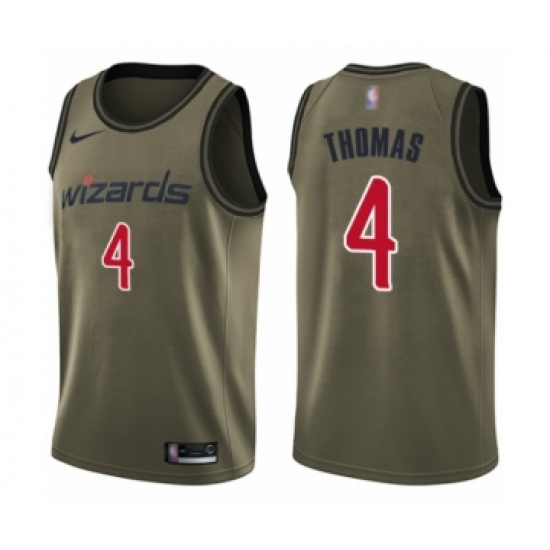 Youth Washington Wizards #4 Isaiah Thomas Swingman Green Salute to Service Basketball Jersey - Ujersey