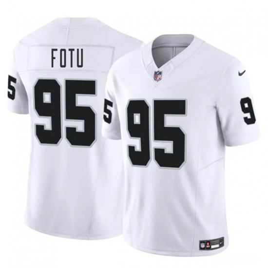 Men's Las Vegas Raiders #95 Leki Fotu White 2025 F.U.S.E. Vapor Football Stitched Jersey - Ujersey