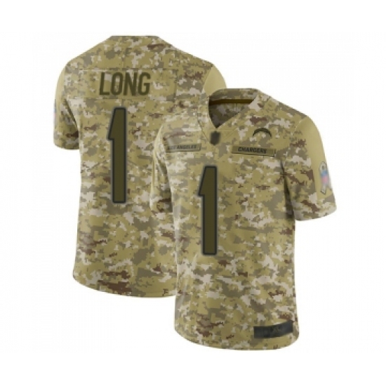 Youth Los Angeles Chargers #1 Ty Long Limited Camo 2018 Salute to Service Football Jersey - Ujersey