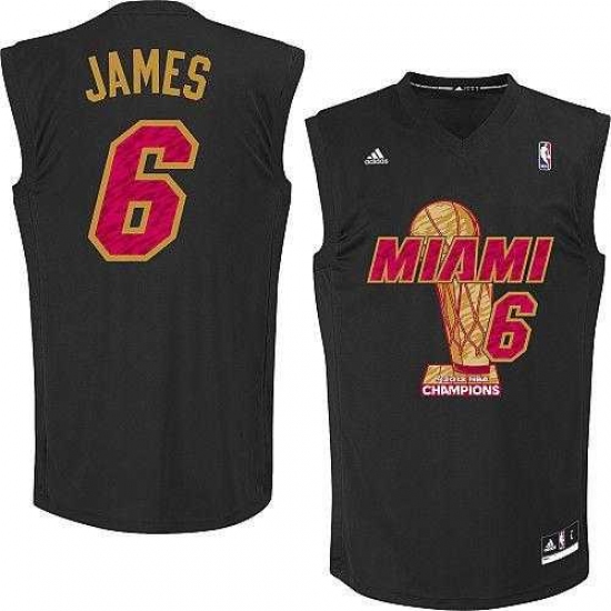 Miami Heat 6 LeBron James Black 2013 NBA Finals Champions Stitched NBA Jersey - Ujersey