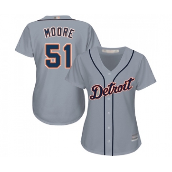 Women's Detroit Tigers #51 Matt Moore Replica Grey Road Cool Base Baseball Jersey - Ujersey