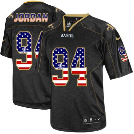 Men's Nike New Orleans Saints #94 Cameron Jordan Elite Black USA Flag Fashion NFL Jersey - Ujersey